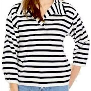 J. Crew Striped Snap Neck Popover W/ Ties @ Cuffs